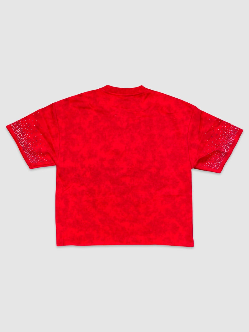 Men's Blinded Rose Skeleton Rhinestone Acid Wash Cropped Tee — alternate view
