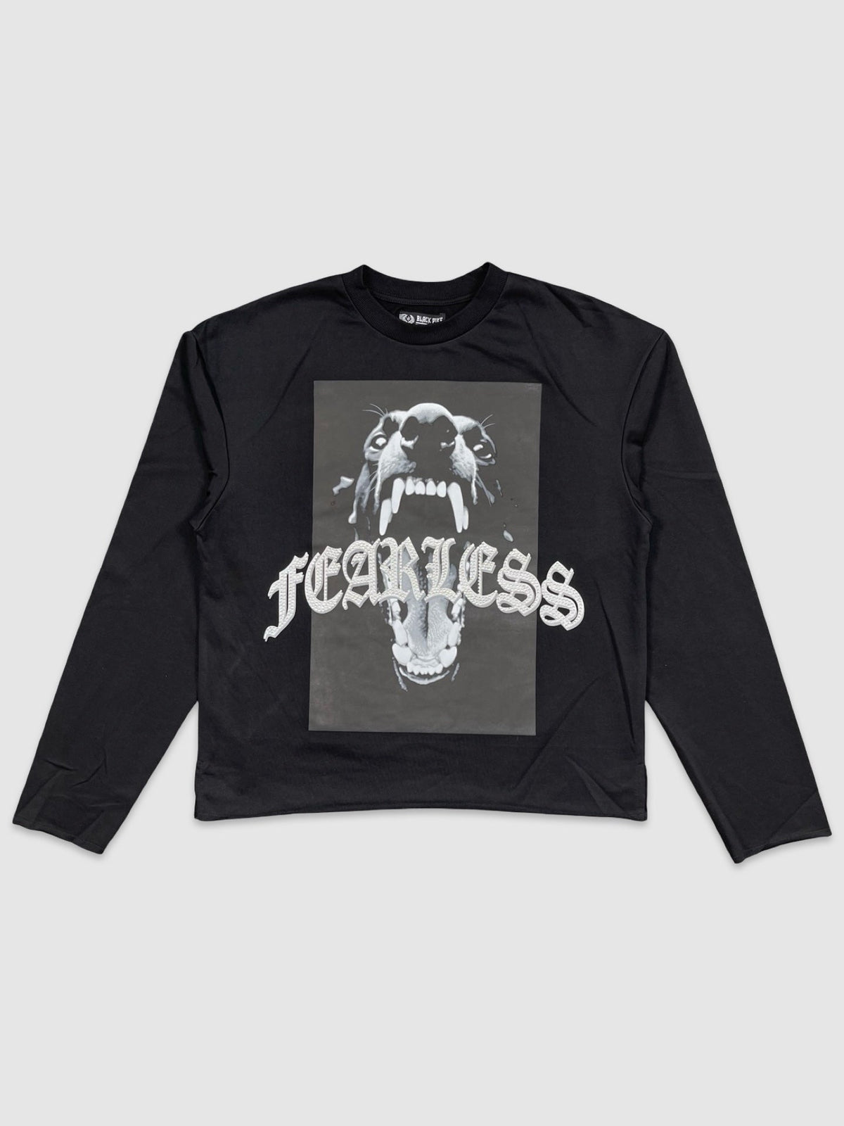Fearless LS French Terry Crop Tee - Black