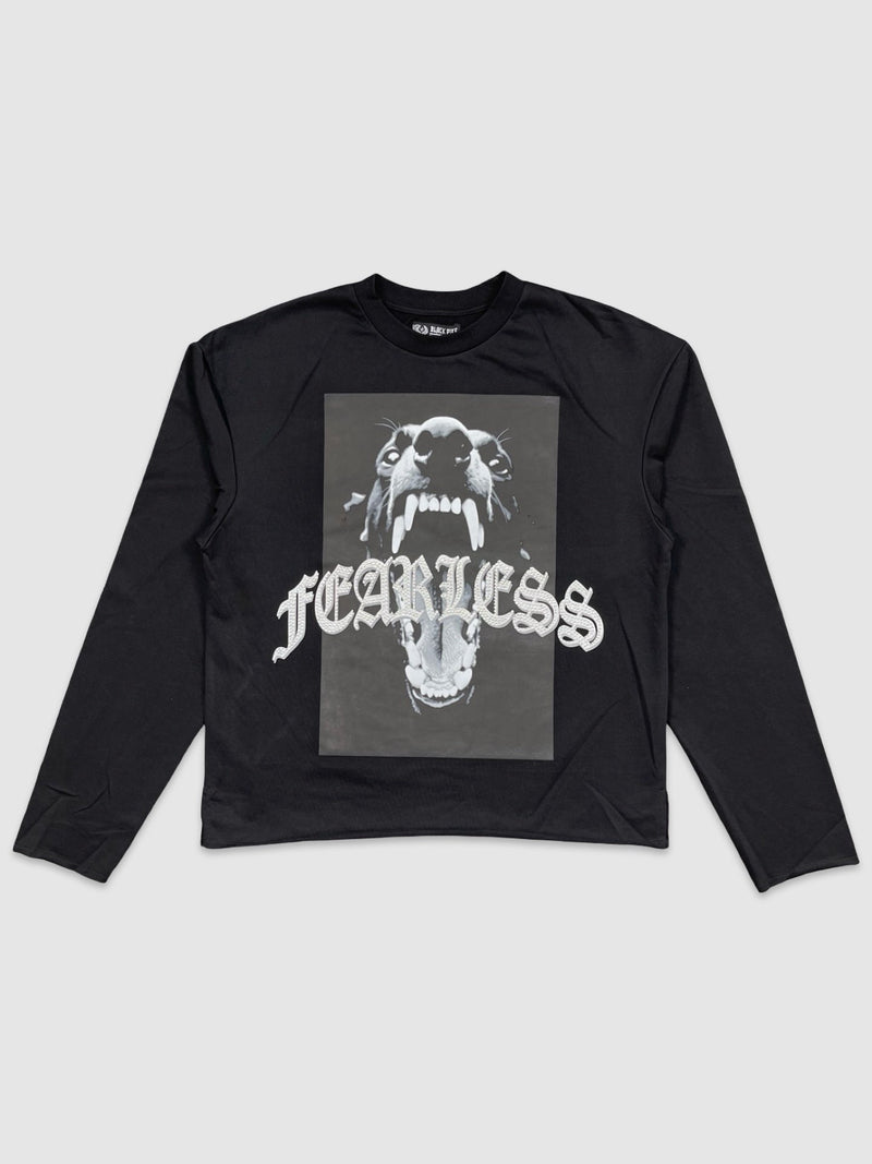 Fearless LS French Terry Crop Tee - Black