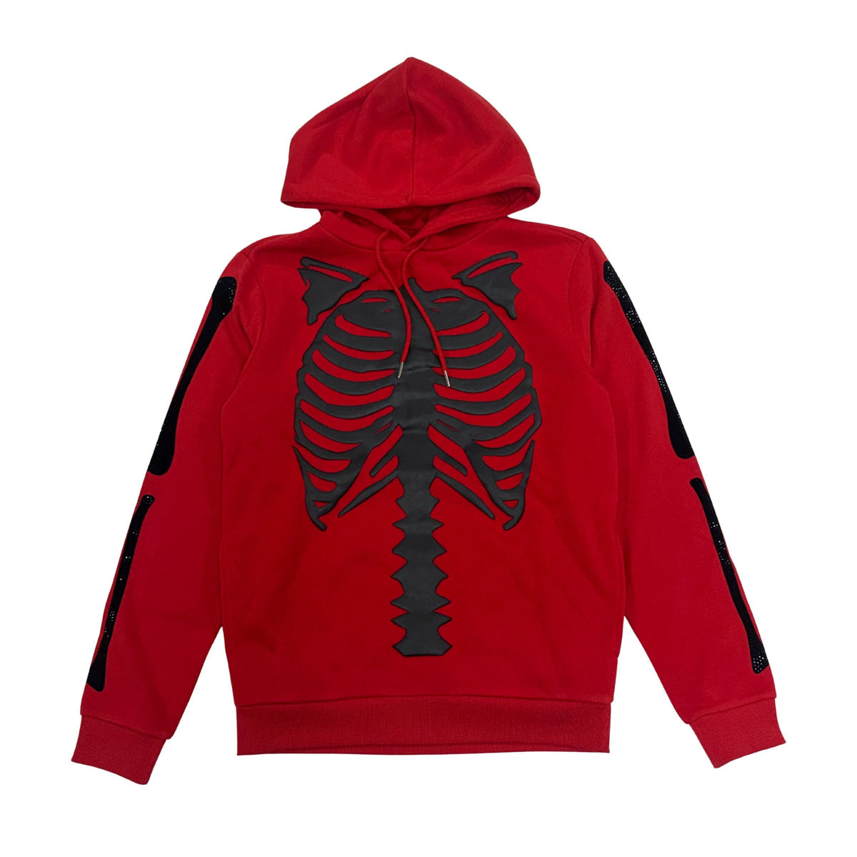 Ribcage Puff Print Fleece Hoodie - Red