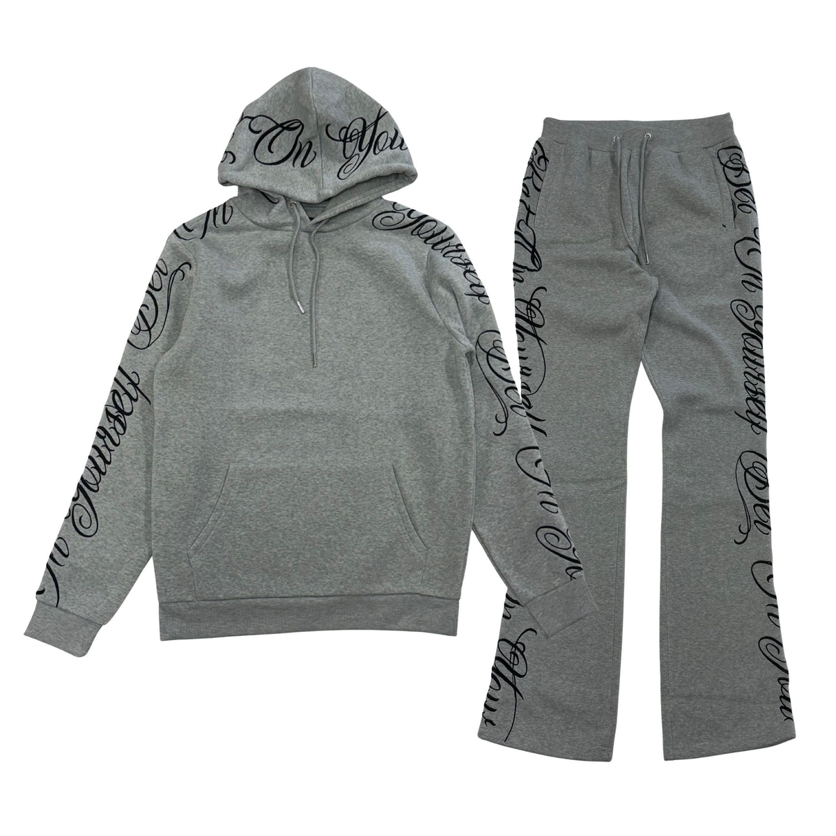 Bet on Yourself Fleece Hoodie Set - H.Grey