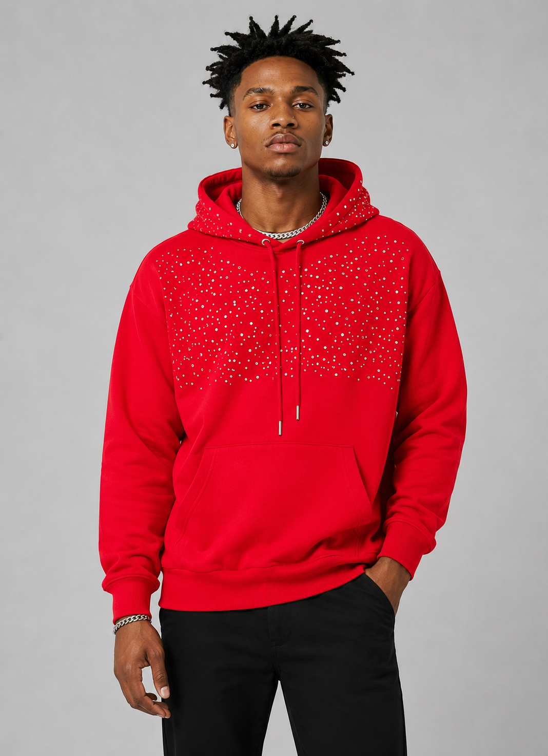 RHINESTONE FLEECE HOODY
