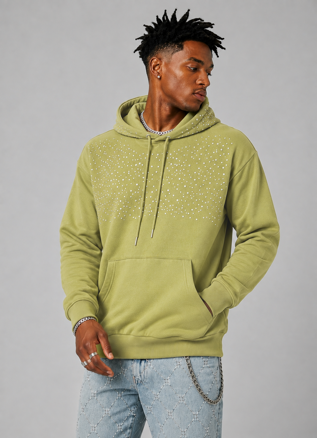 RHINESTONE FLEECE HOODY