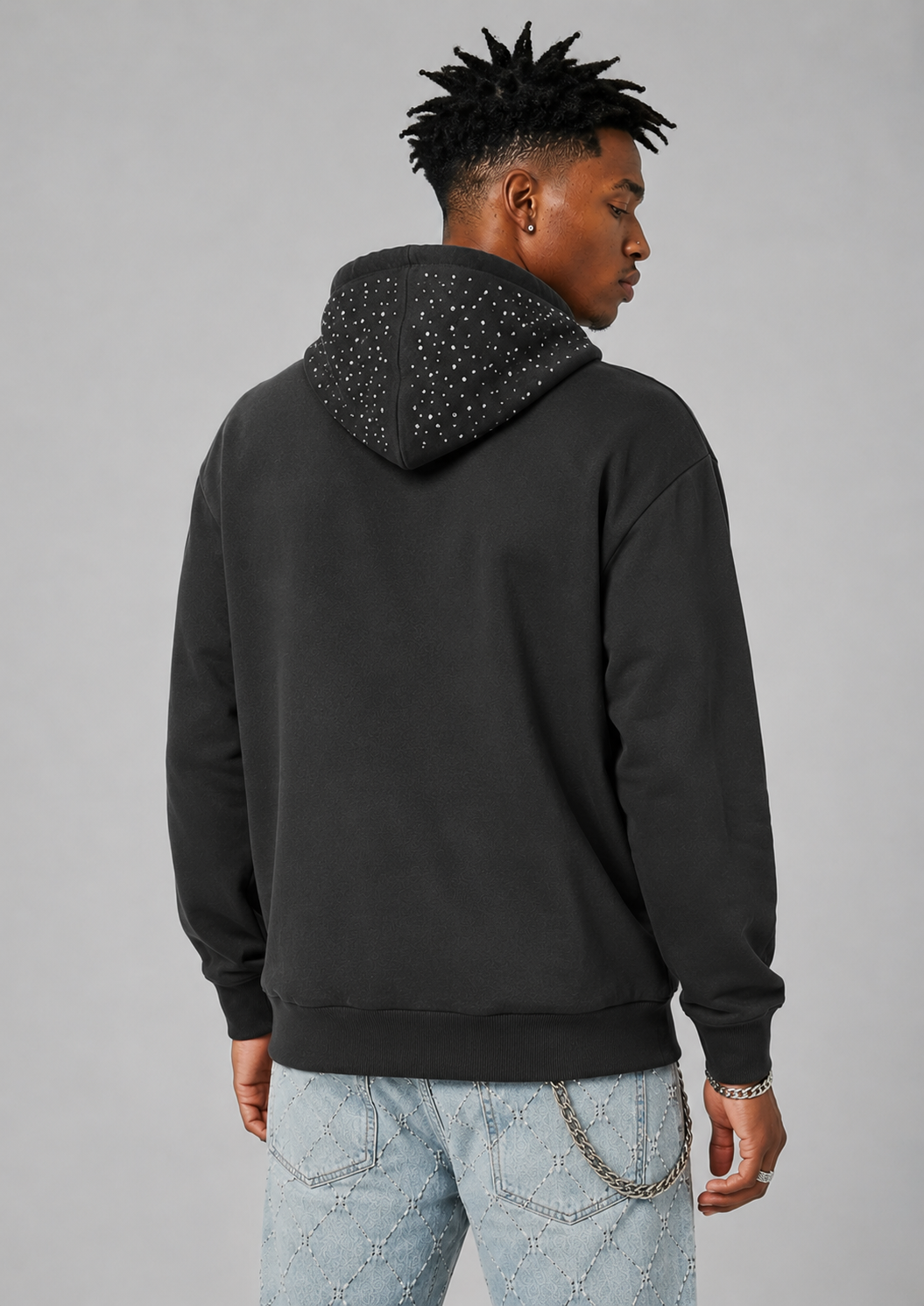 RHINESTONE FLEECE HOODY