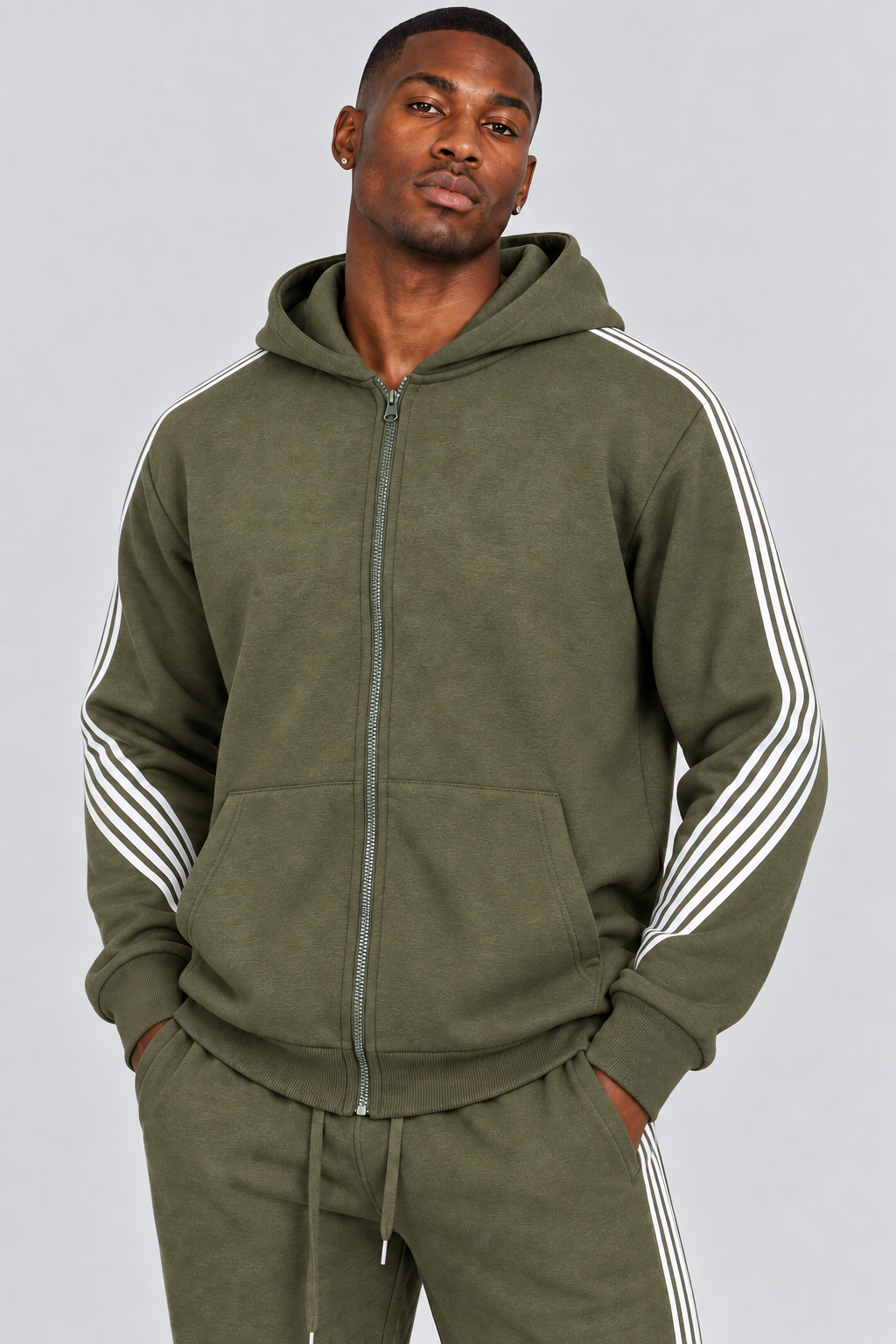 Stripe Fleece Hoody