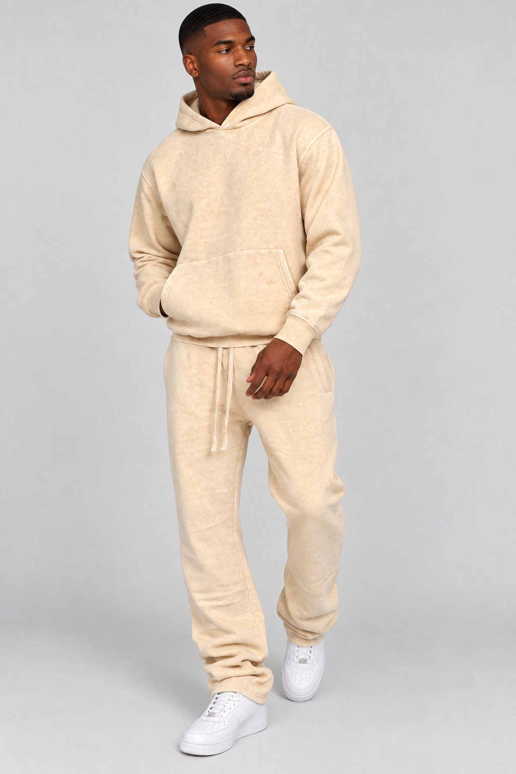 Acid Wash Pullover Fleece Hoodie