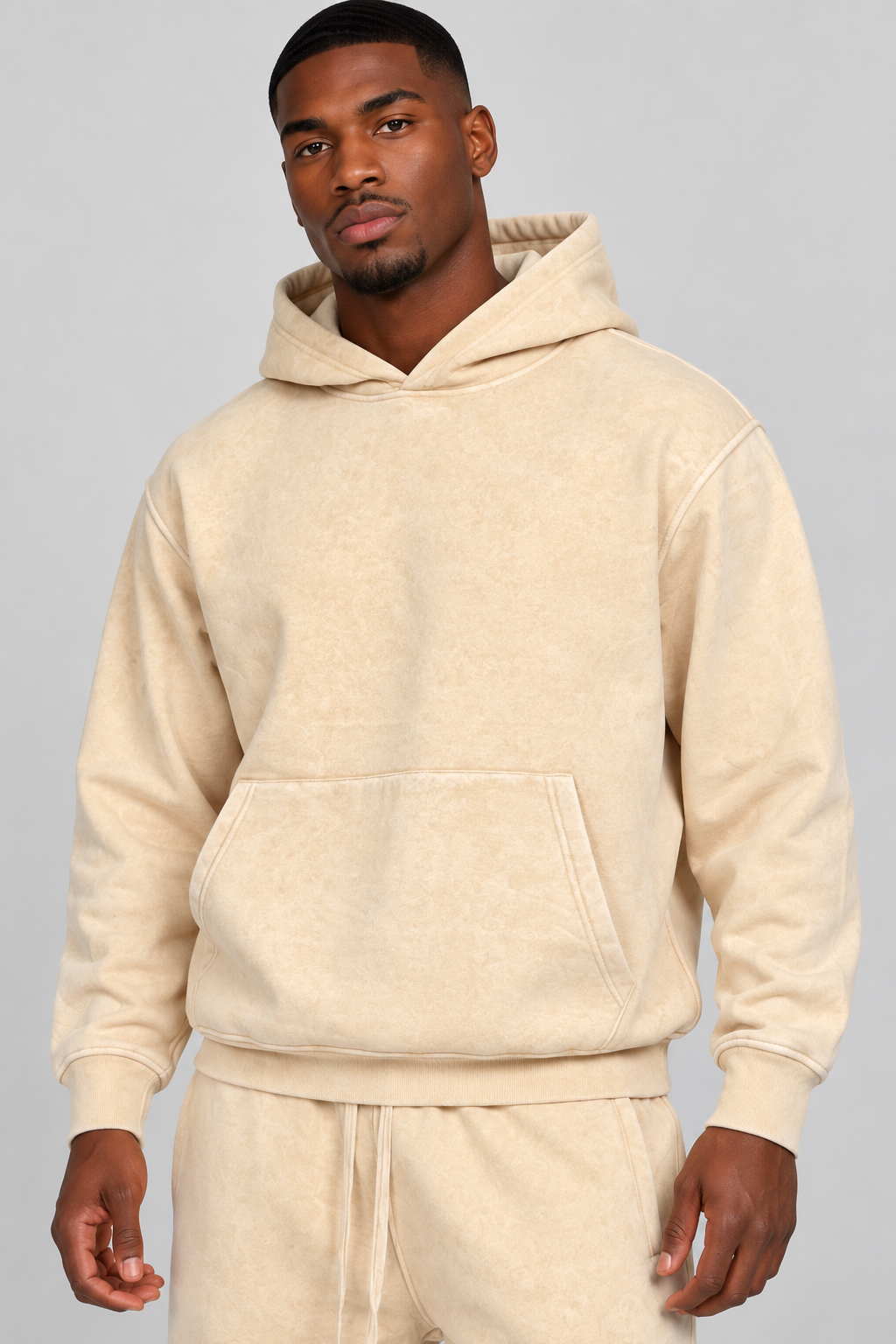 Acid Wash Pullover Fleece Hoodie