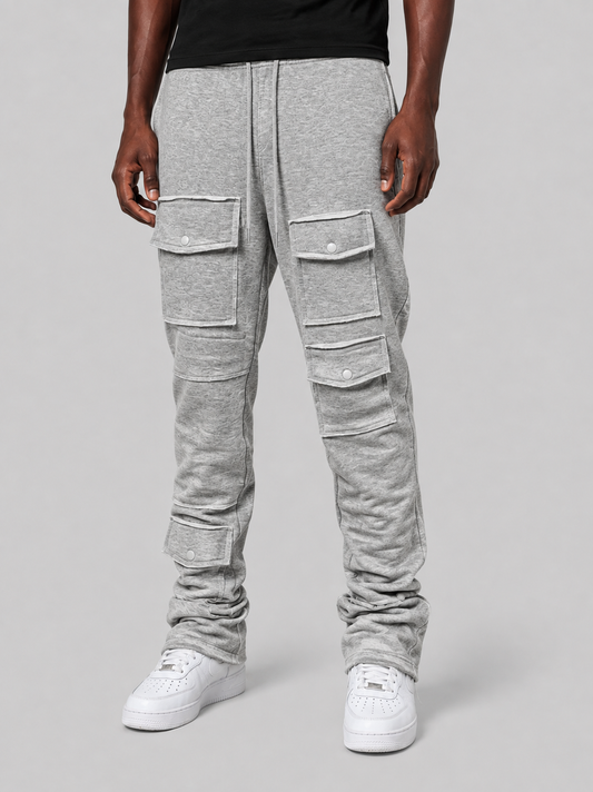 Cargo Stack Fleece Pants - Lt Gray