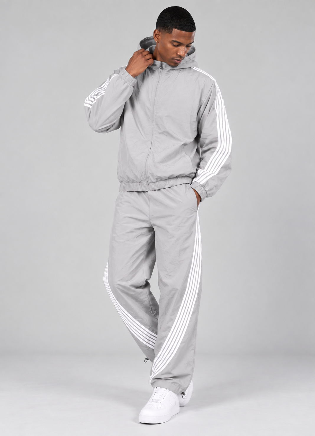 Stripe Nylon Set - Lt Gray