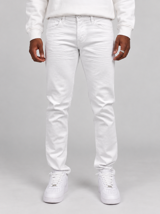 Twill Slim-Fit Stretch Pants - White