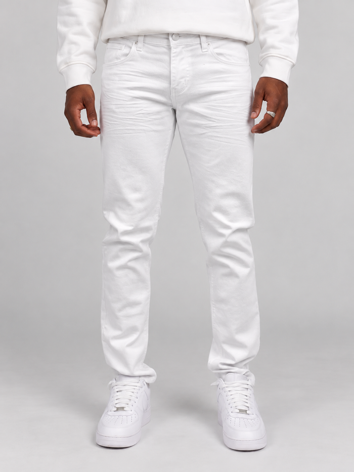 Twill Slim-Fit Stretch Pants - White