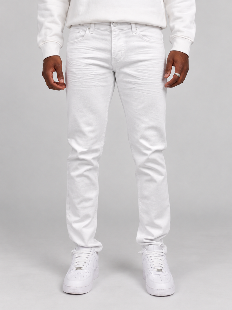 Twill Slim-Fit Stretch Pants - White