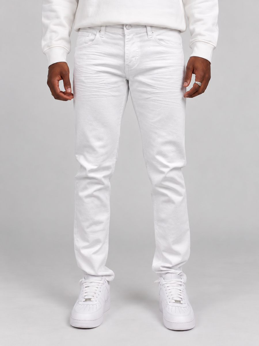Twill Slim-Fit Stretch Pants - White