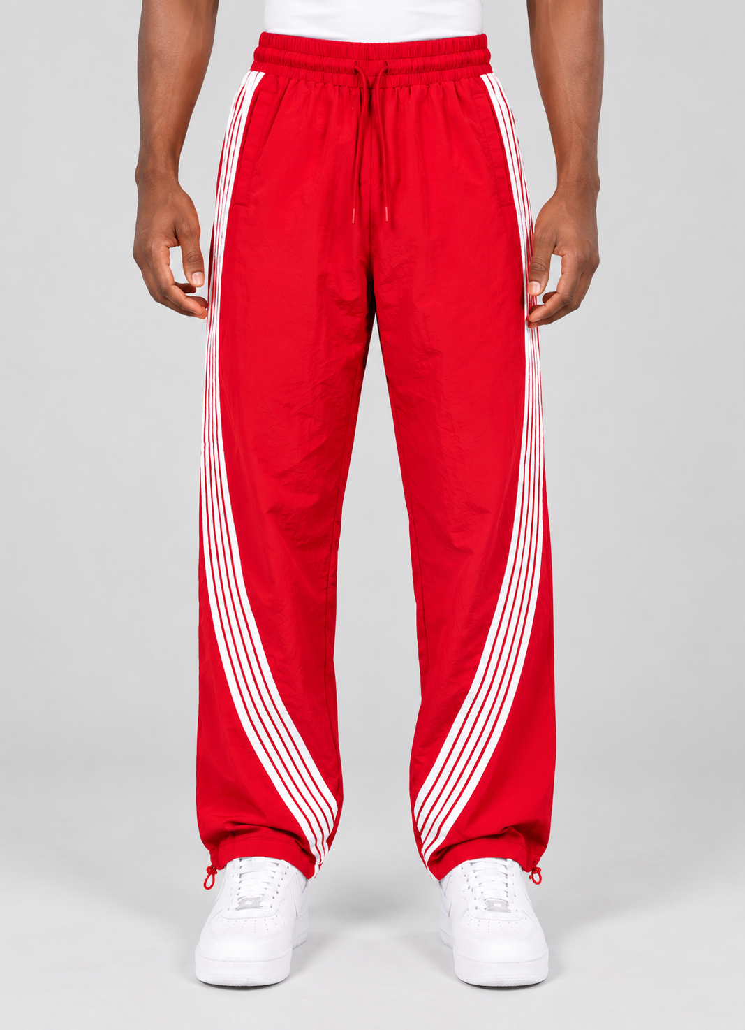Stripe Nylon Pants - Red
