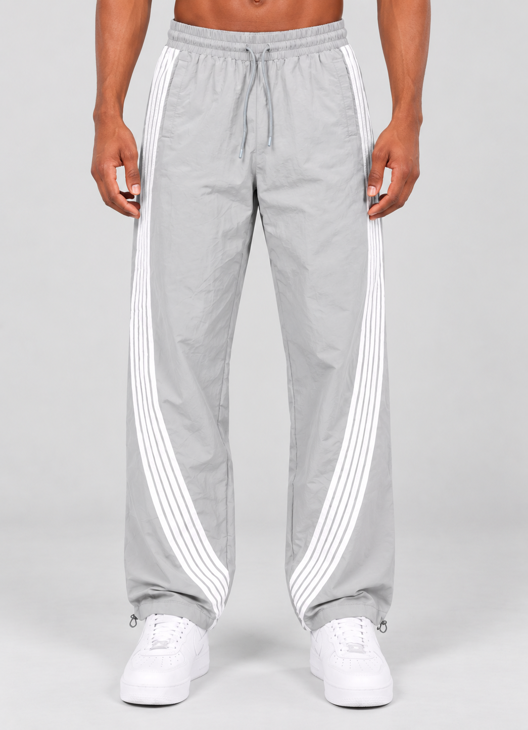 Stripe Nylon Pants - Lt Gray