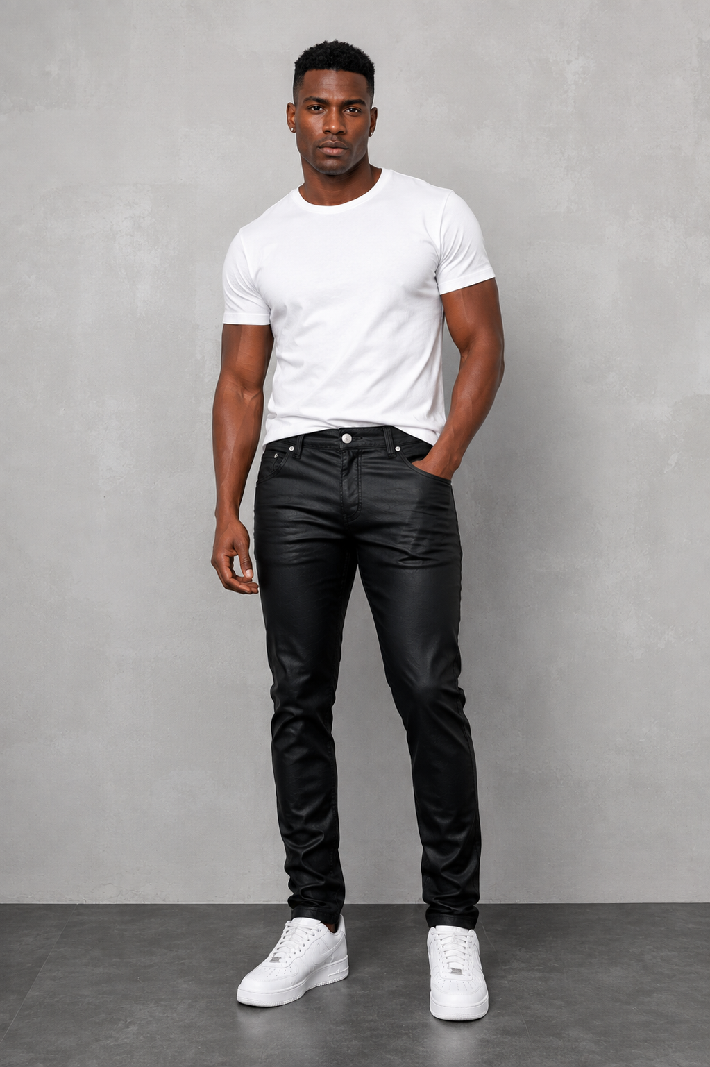 Wax Coated Skinny Pants