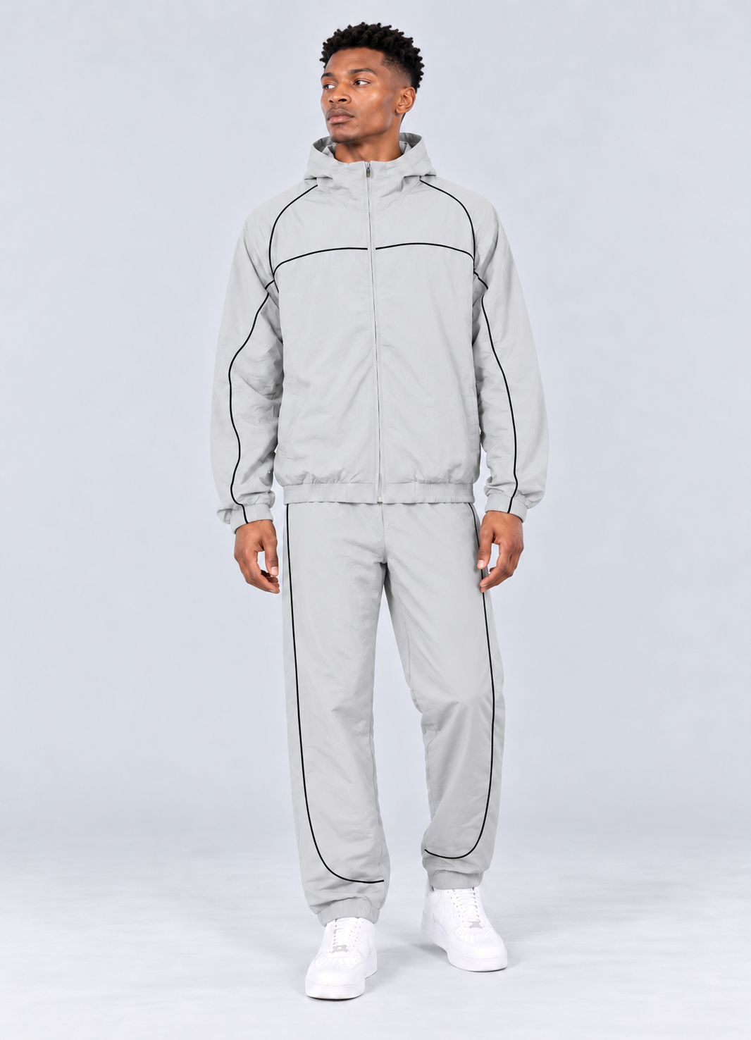 Nylon Set with Piping - Lt Gray