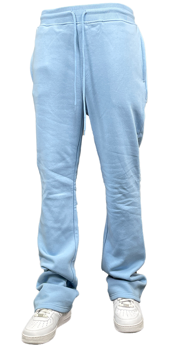 Solid Stack Fleece Pants - Sky