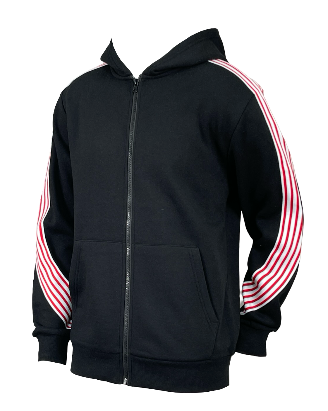 Stripe Fleece Hoody - Black/Red