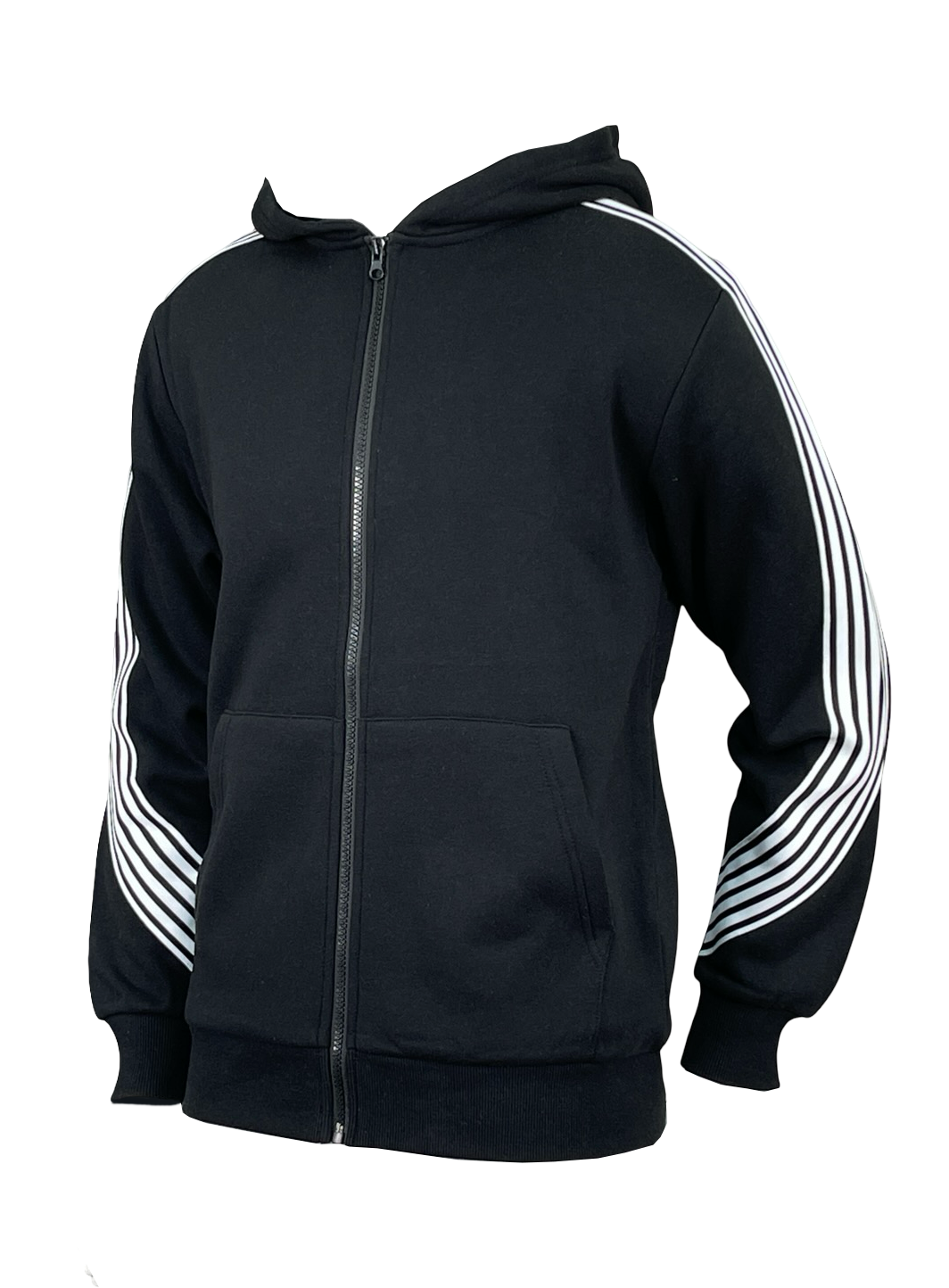 Stripe Fleece Hoody - Black/White