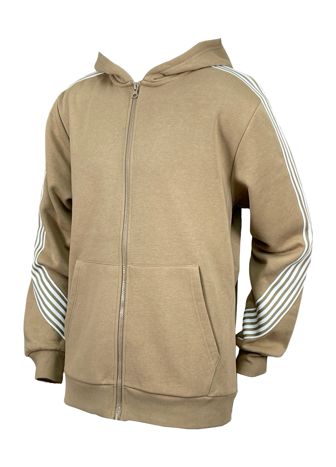 Stripe Fleece Hoody - Khaki