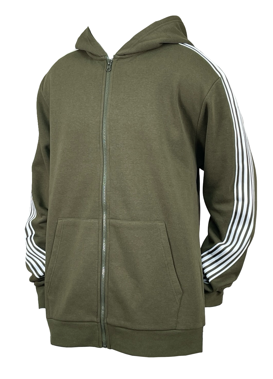 Stripe Fleece Hoody - Olive