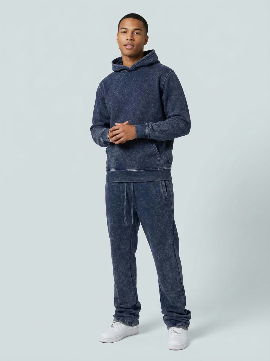Acid Wash Pullover Fleece Hoodie - detail