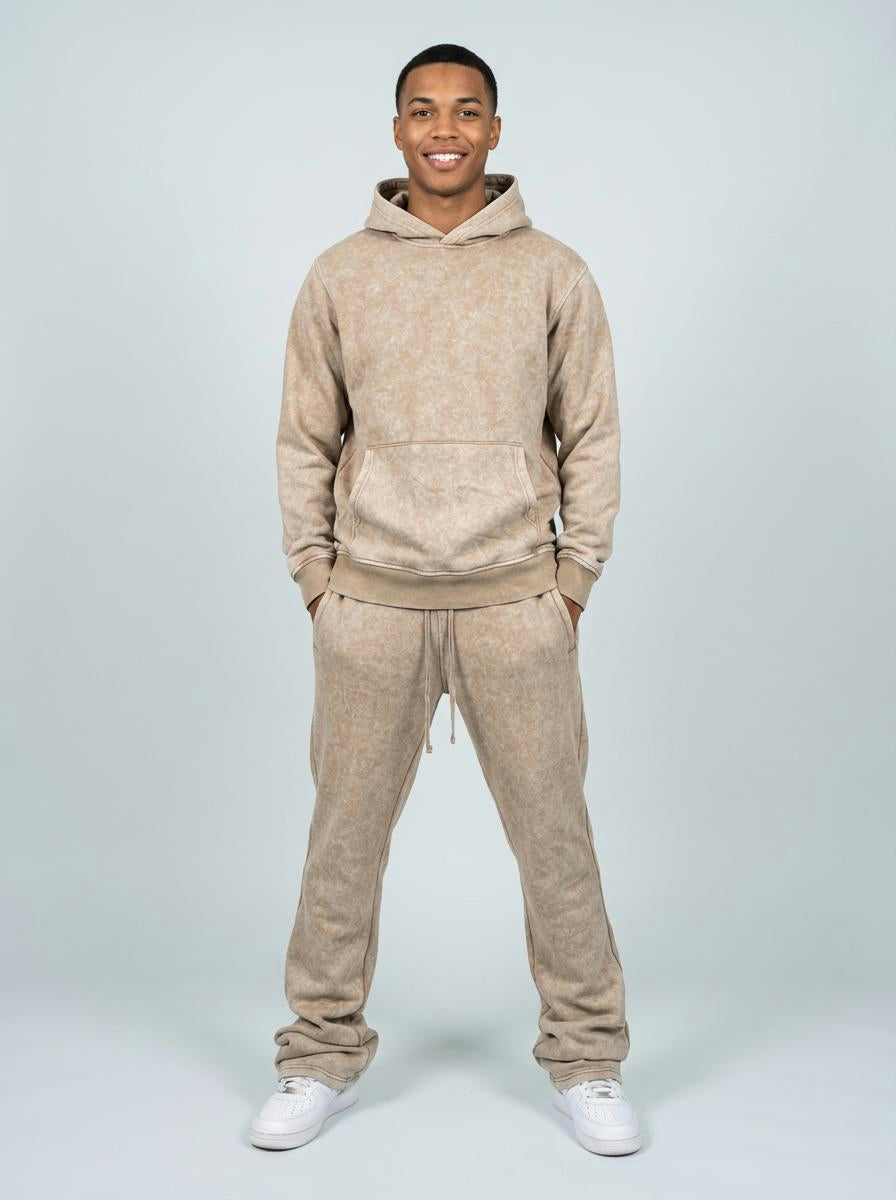 Acid Wash Pullover Fleece Hoodie - detail