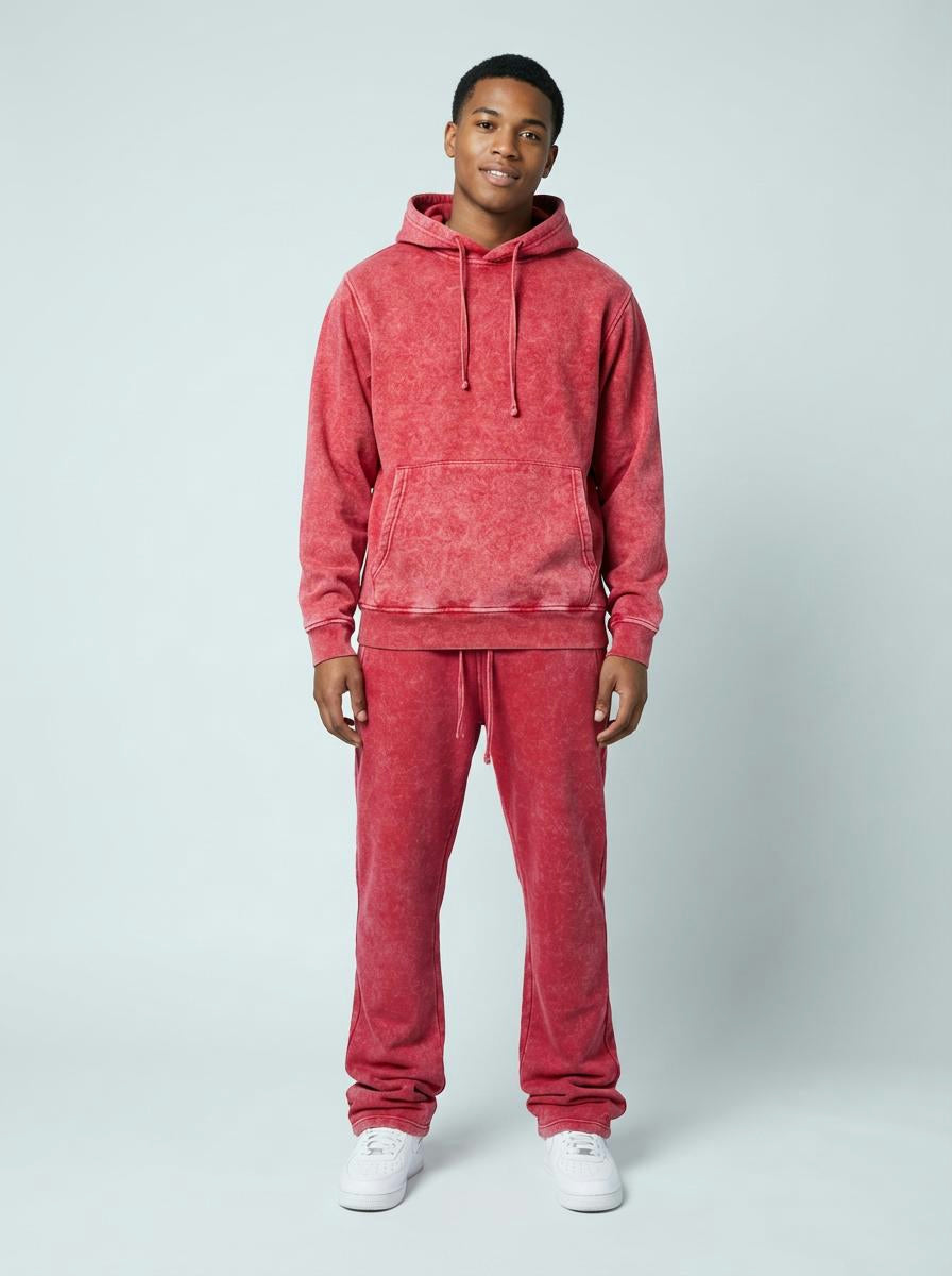 Acid Wash Pullover Fleece Hoodie - detail