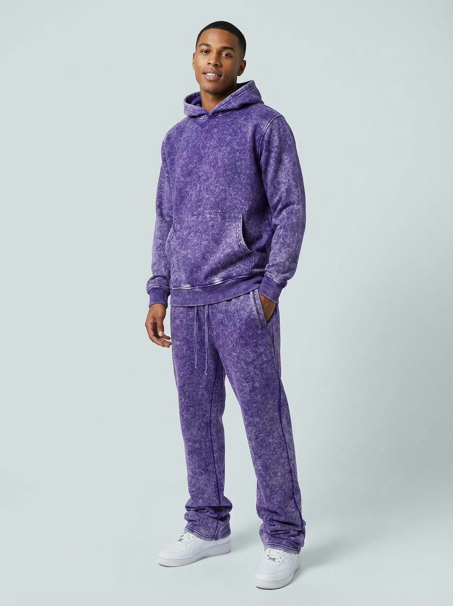 Acid Wash Pullover Fleece Hoodie - detail