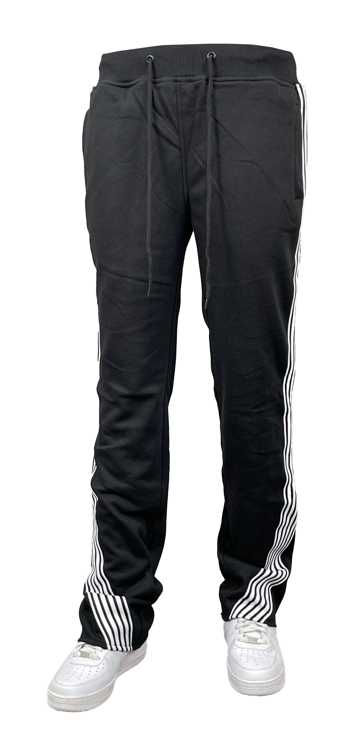 Stripe Stack Fleece Pants - Black/White