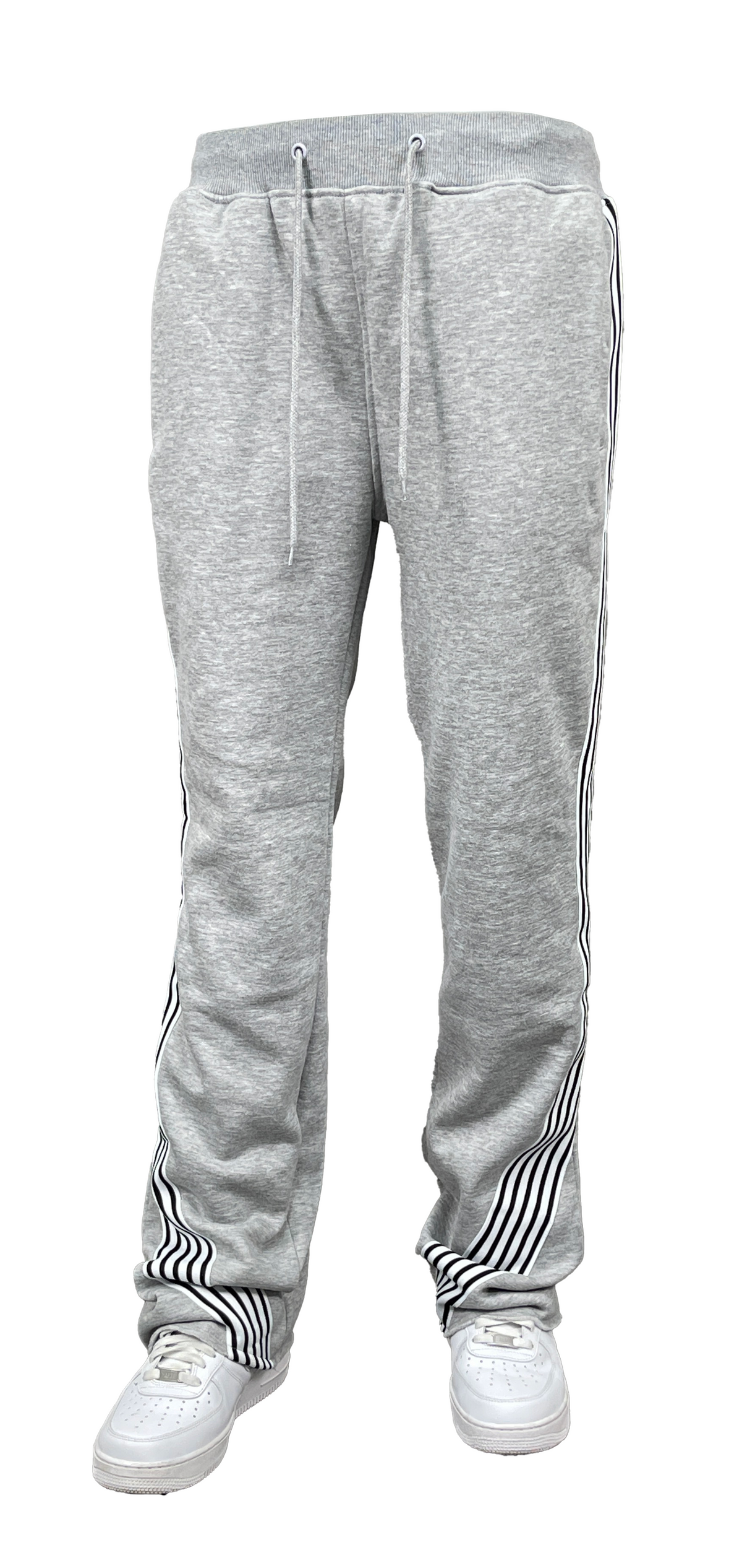 Stripe Stack Fleece Pants - Lt Gray