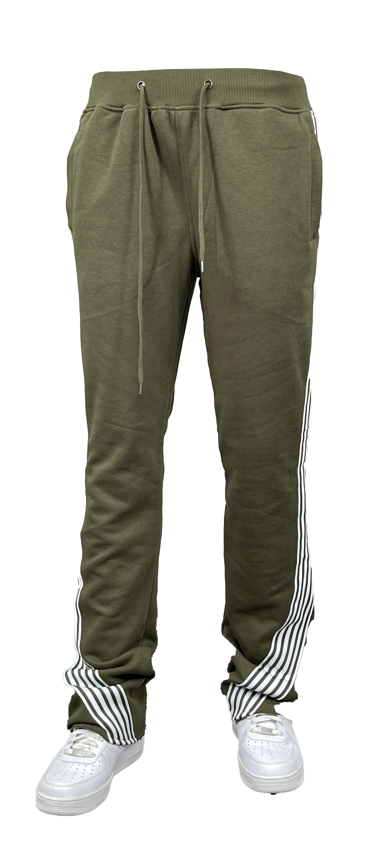 Stripe Stack Fleece Pants - Olive