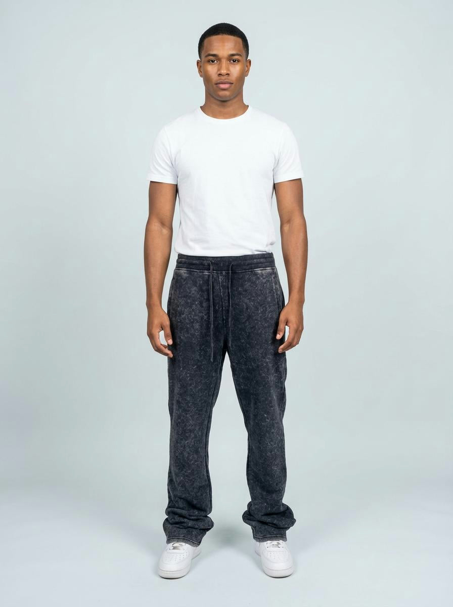 Acid Wash Stack Fleece Pants