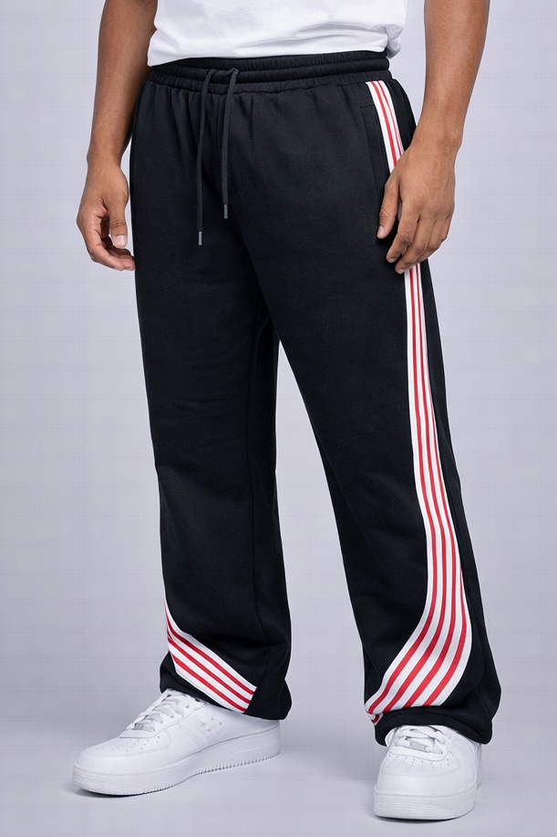 Stripe Baggy Fleece Pants, enlarged view
