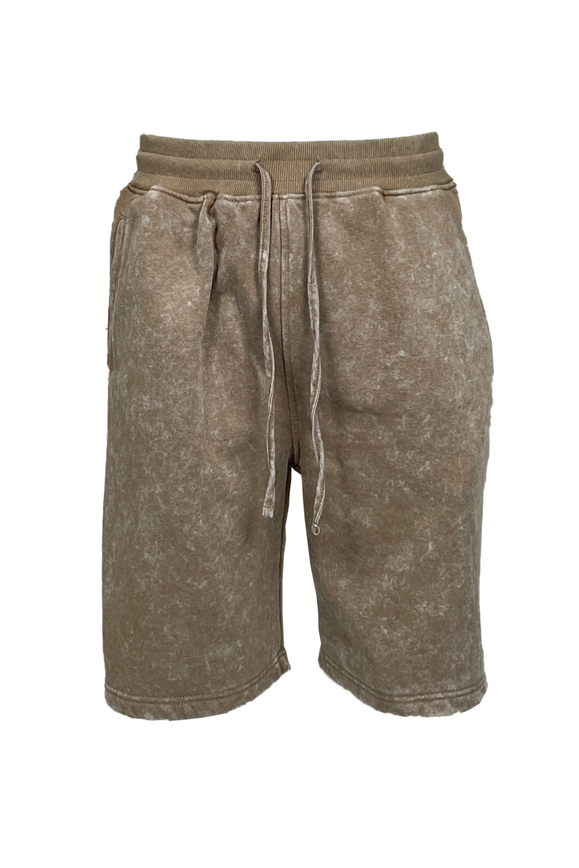 Acid Wash Fleece Shorts - Khaki