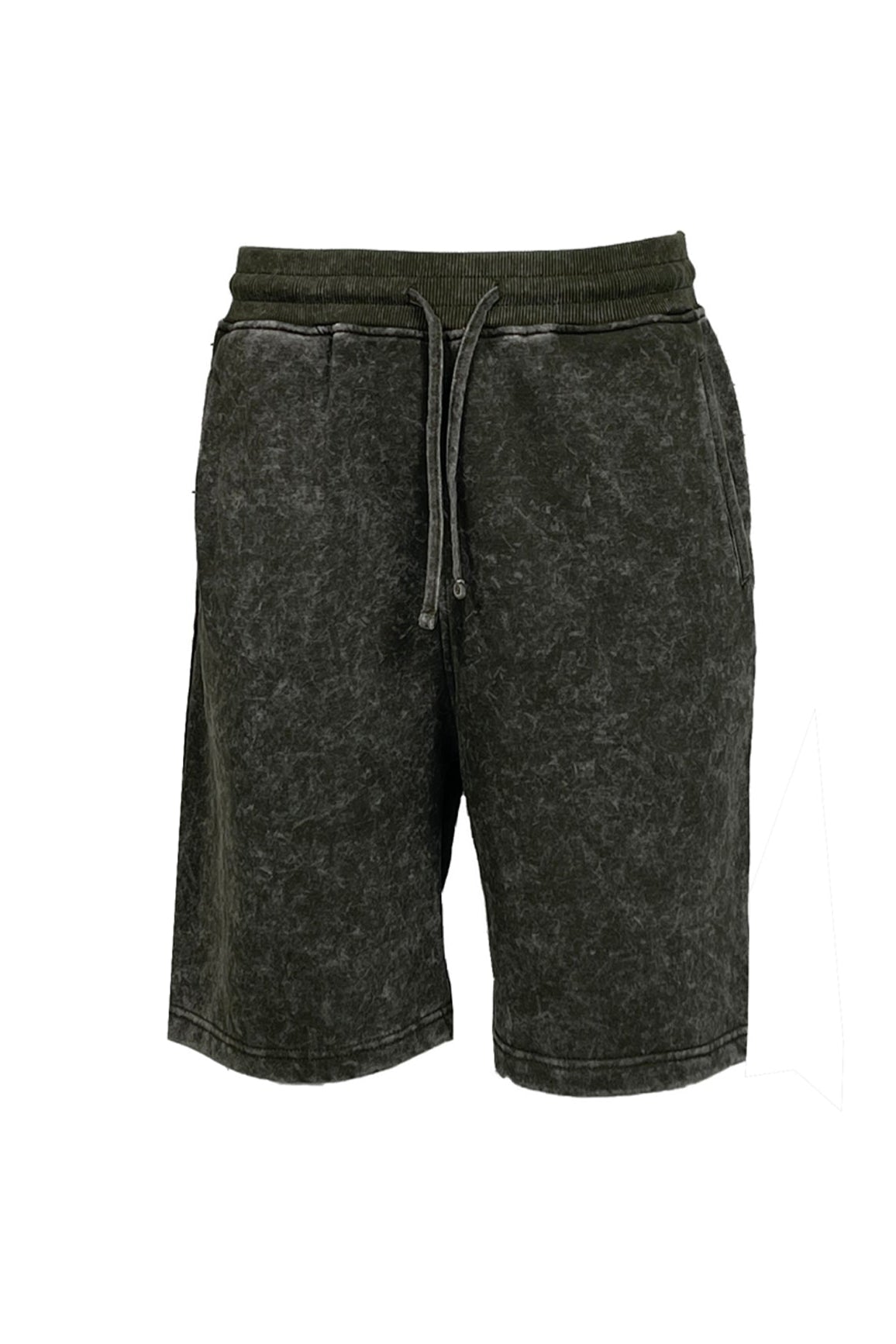 Acid Wash Fleece Shorts - Olive