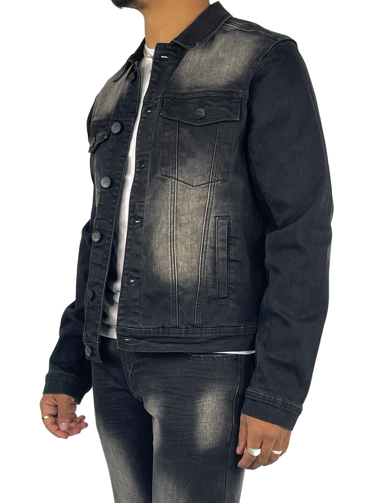 Acid Wash Denim Jacket - Black Wash