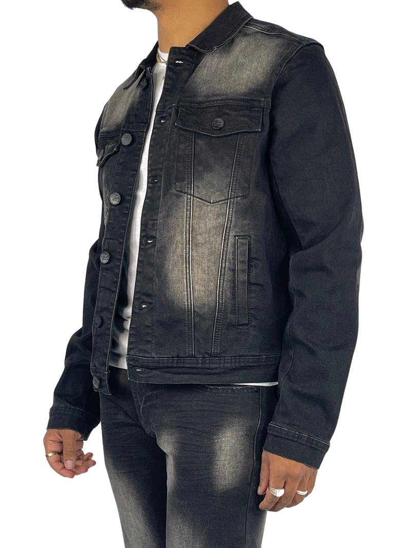Men's Acid Wash Denim Trucker Jacket — alternate view