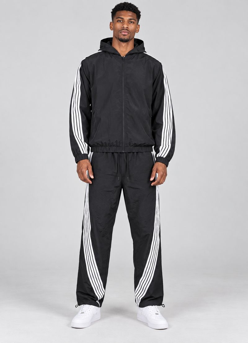 Stripe Nylon Set - Black