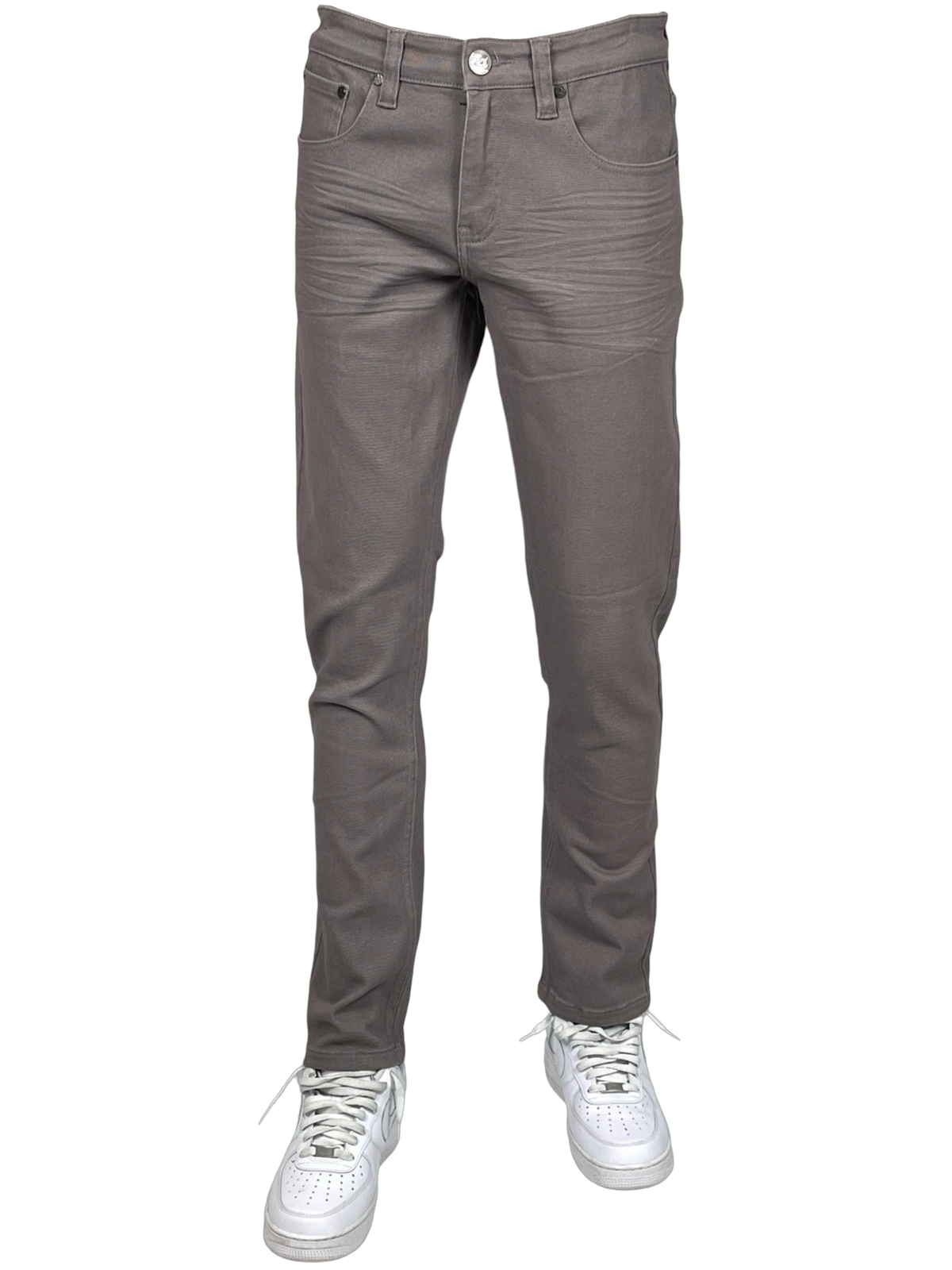 Twill Slim-Fit Stretch Pants - Lt Gray