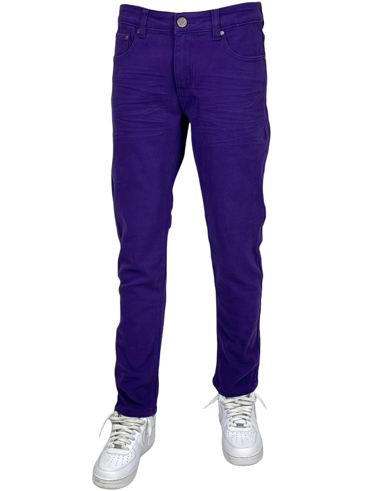 Twill Slim-Fit Stretch Pants - Purple