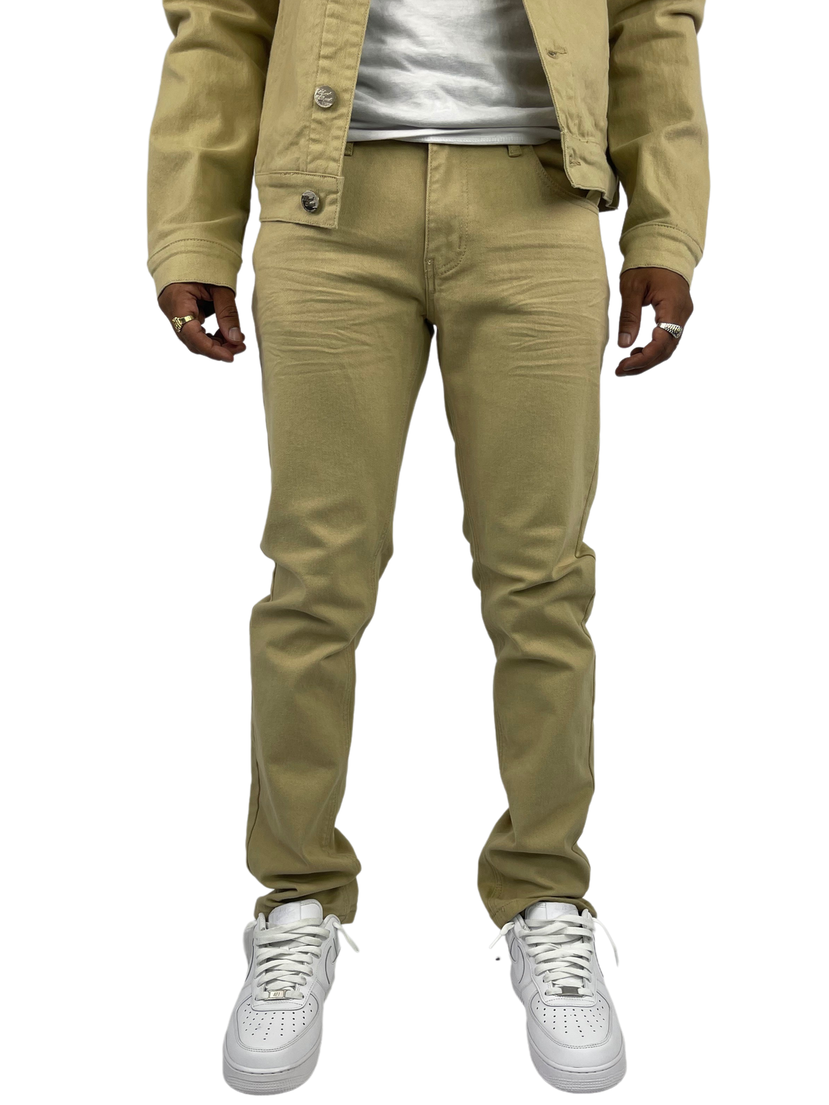 Twill Slim-Fit Stretch Pants - Khaki