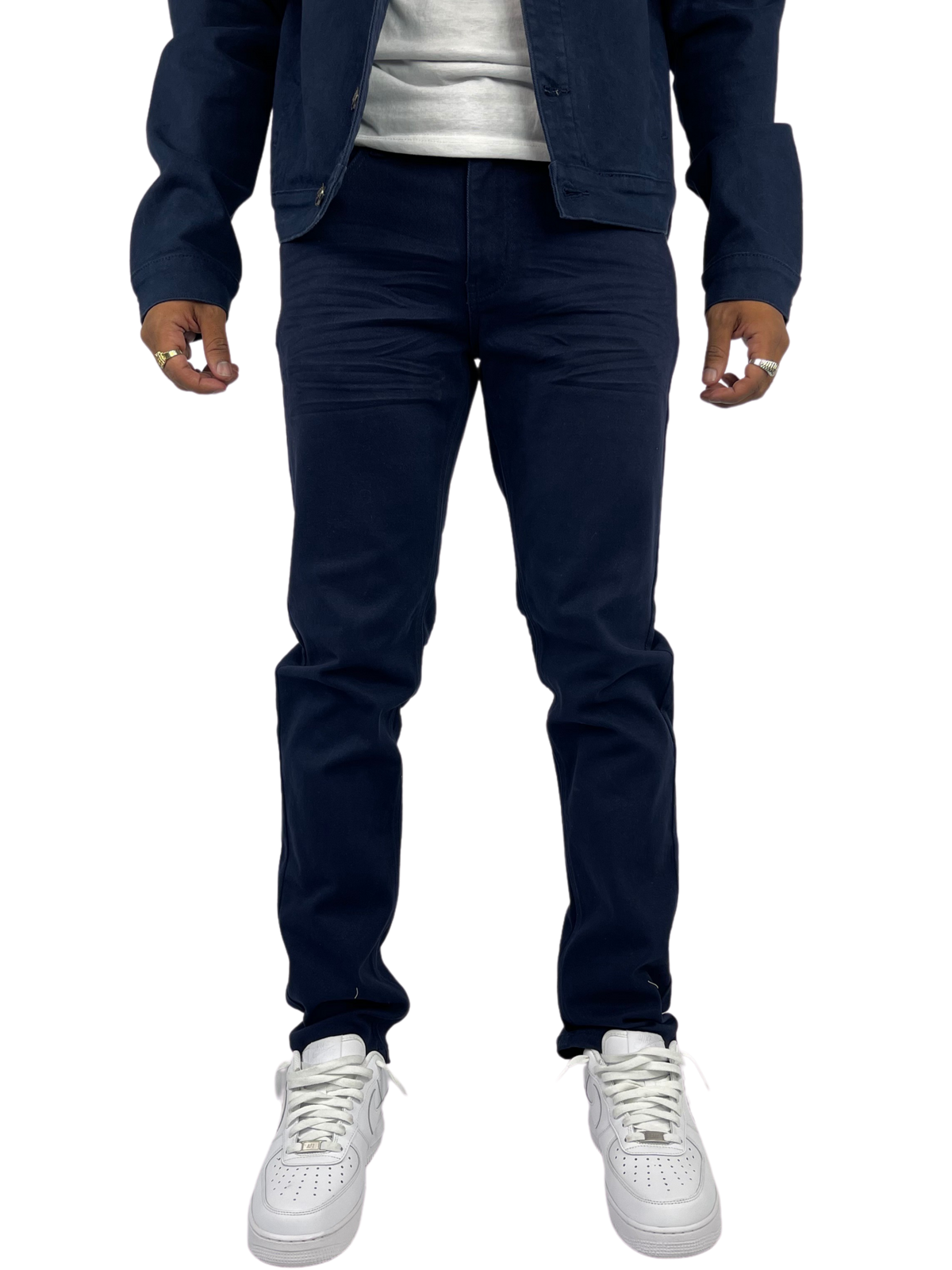 Twill Slim-Fit Stretch Pants - Navy