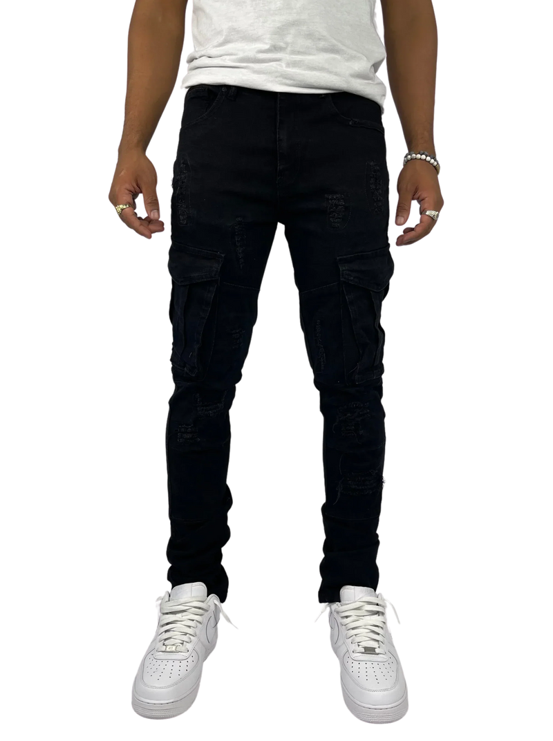 Skinny Cargo Jean - Black