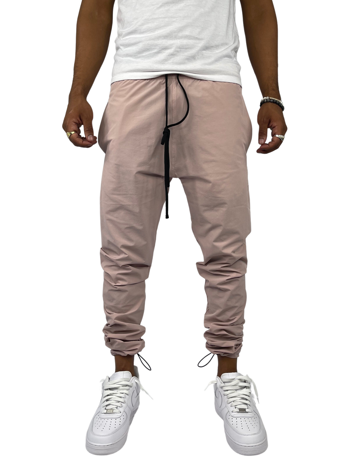 Solid Nylon Track Pants - Dust Pink