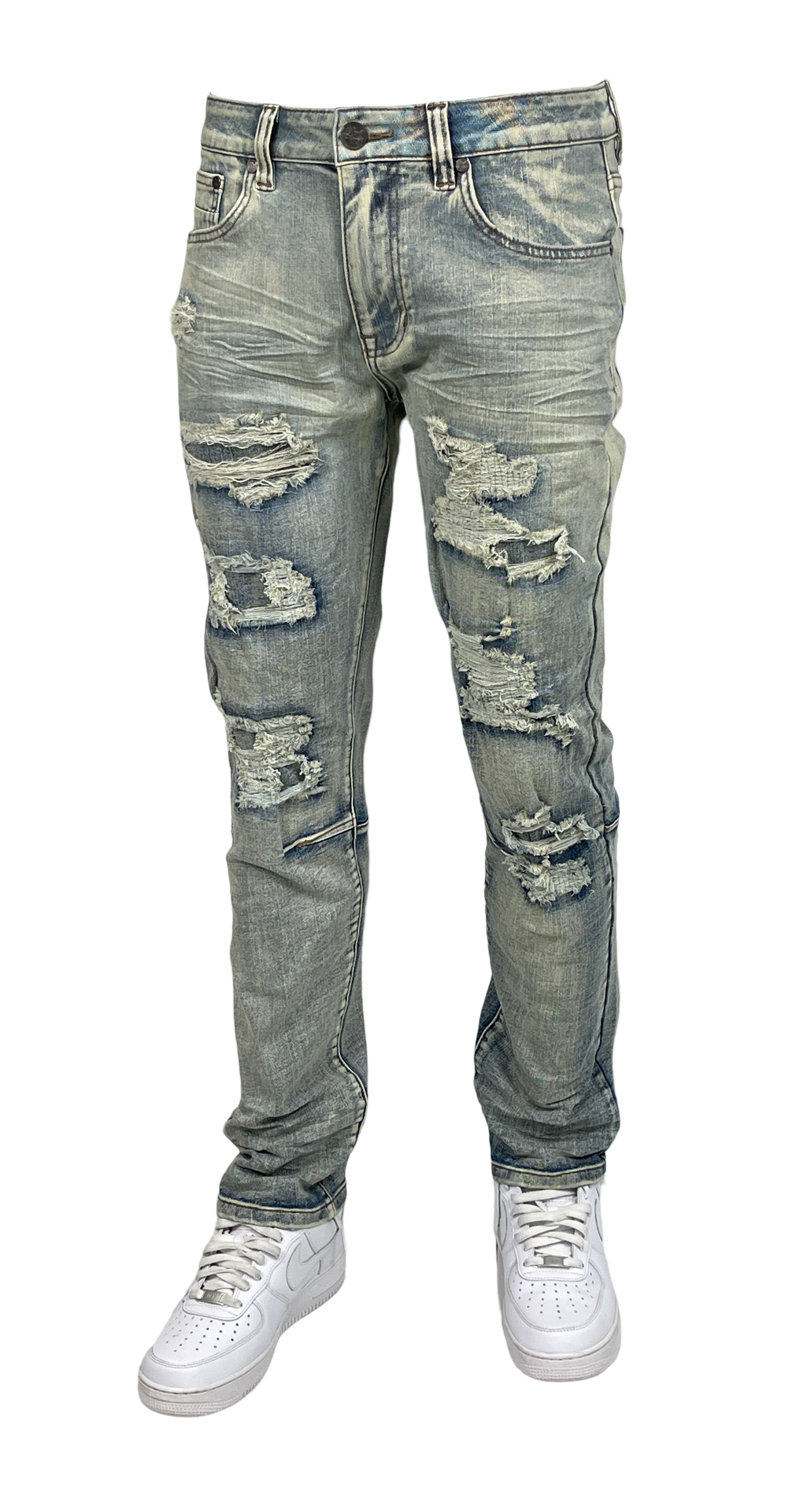 Slim Fit Rip & Repair Jeans, enlarged view