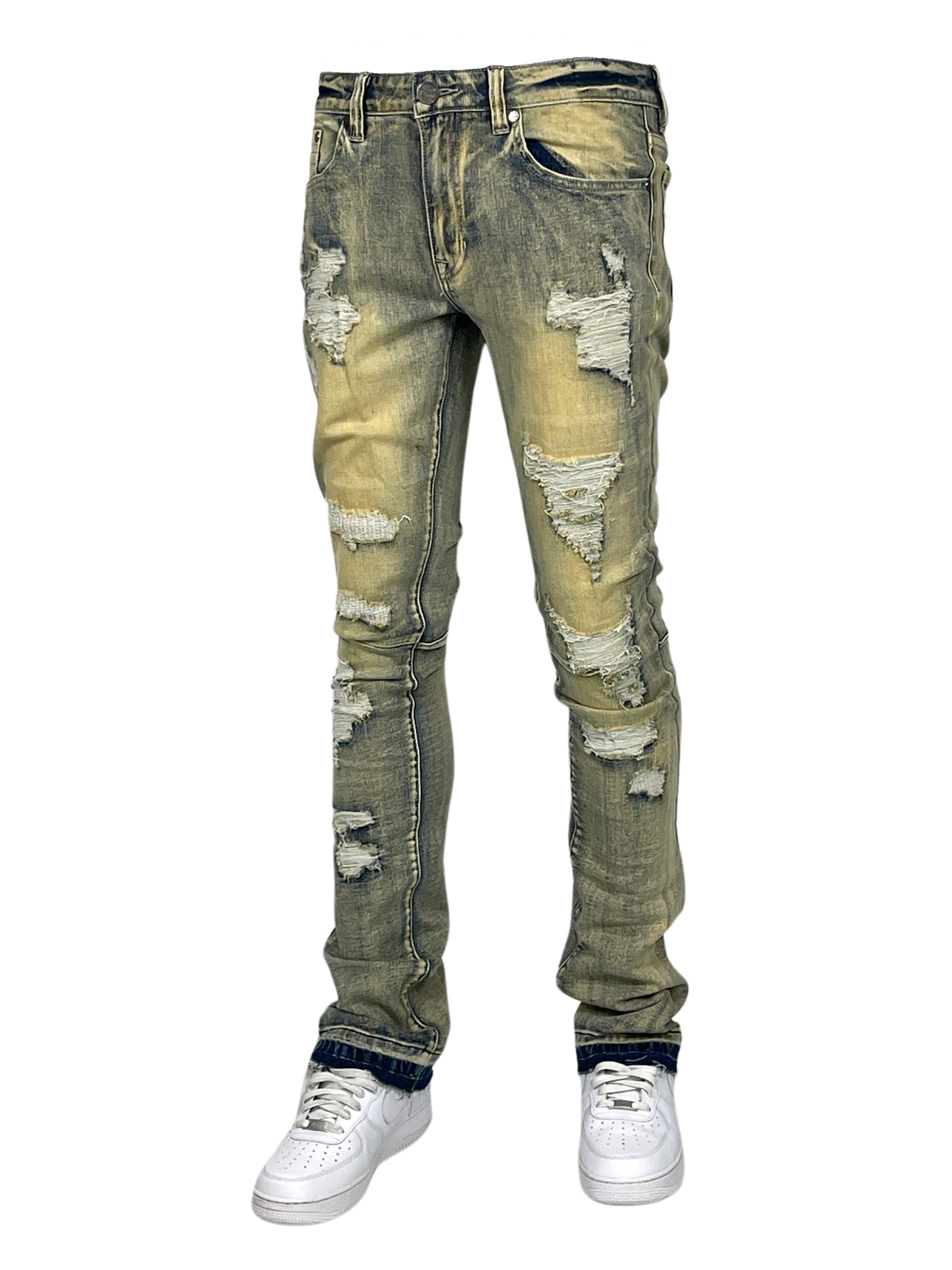 Distressed Stack Jeans - Faded Vintage