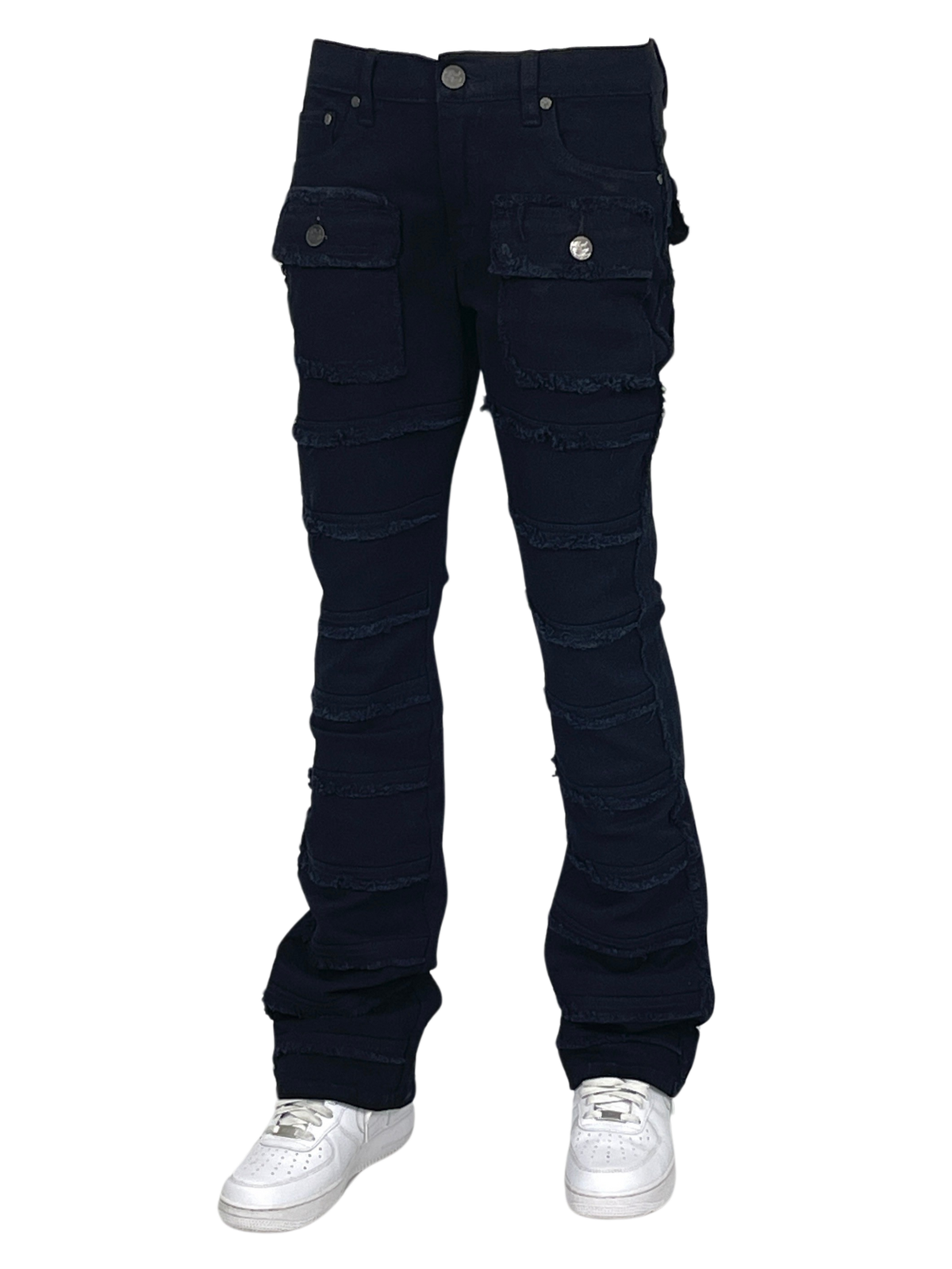 Distressed Stack Jeans - Black