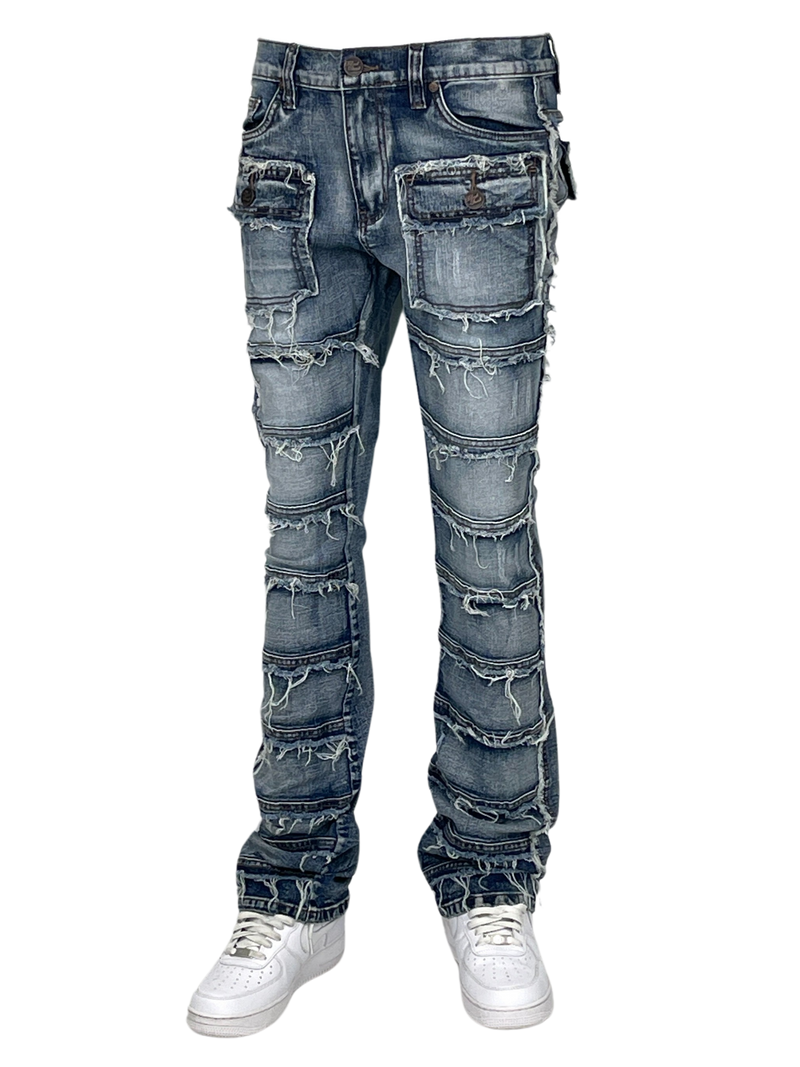 Men's Distressed Stacked Cargo Jeans — alternate view